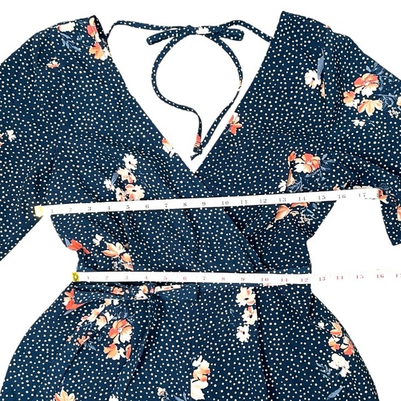 Trixxi Blue and Pink Floral Romper with Belt - Picture 12 of 12